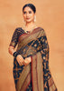 Midnight Blue Printed Georgette Silk Saree