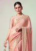 Peach Pink Woven Georgette Silk Saree