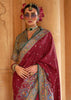 Royal Maroon Printed Silk Saree With Contrast Blouse