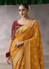 “Exclusive Offer” : Marigold Yellow Banarasi Designer Saree With Embroidered Blouse