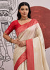Red Border Ivory Woven Banarasi Silk Saree