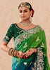 Green and Blue Heavy Embroidered Designer Silk Saree