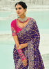 Eggplant Violet Woven Georgette Bandhej Designer Saree