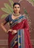 Maroon Red Woven Tussar Silk Saree