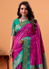 Magenta Pink Banarasi Satin Silk Saree