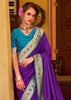 Ultra Purple Woven Banarasi Soft Silk Saree