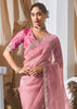 Pre Order: Rose Pink Designer Silk Saree