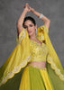 Yellow And Green Party Wear Lehenga With Jacket