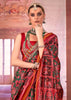 Green Red Printed Patola Silk Saree
