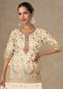 Off White Embroidered Plazzo Set
