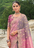 Mauve Purple Woven Banarasi Designer Silk Saree With Embroidered Blouse