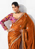 Rust Orange Embroidered Designer Silk Saree