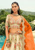 Off White & Orange Embroidered Stitched Designer Lehenga