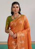 Bright Orange Woven Tussar Silk Saree
