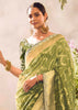 Greenery Green Banarasi Designer Silk Saree With Embroidered Blouse