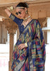 Navy Blue Printed Soft Silk Saree