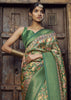 Antique Green Floral Printed Soft Silk Saree