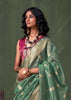 Hedge Green Woven Paithani Tissue Silk Saree