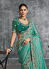 Sea Green Embroidered Tissue Silk Saree