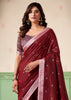 Deep Maroon Woven Linen Silk Saree