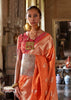 Blazing Orange Dual Tone Woven Banarasi Silk Saree