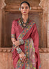 Auburn Brown Printed Silk Saree