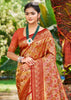 Brown Red Dual Tone Woven Banarasi Silk Saree