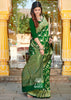 Garden of Roses: Banarasi Floral Jaal Katan Silk Saree in the Shades of Green (7702574104769)