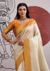 Mustard Border Ivory Woven Banarasi Silk Saree