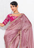 Elegant Mauve Embroidered Designer Silk Saree