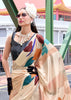 Off white Satin Crepe Printed Silk Saree