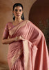 Peach Pink Woven Banarasi Silk Saree
