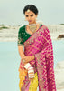 Yellow & Pink Woven Georgette Bandhej Designer Saree