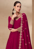 Scarlet Red Anarkali With Embroidered Dupatta