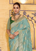 Aqua Blue Woven Banarasi Silk Saree
