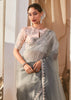 Pre Order: Powder Grey Designer Silk Saree