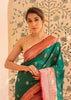 Peacock Bloom: Banarasi Meenakari Saree in the shade of Emerald Green