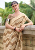 Beige Brown Woven Cotton Linen Silk Saree