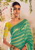 Electric Green Banarasi Designer Silk Saree With Embroidered Blouse