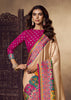 Beige And Pink Woven Soft Silk Saree