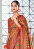 Earthy Red Woven Banarasi Silk Saree With Digital Print