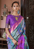 Gorgeous Teal Green Dual Tone Bronze Zari Woven Banarasi Silk Saree