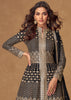 Caviar Black Embroidered Georgette Anarkali with Dupatta