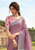 ANTIQUE PURPLE WOVEN LINEN SAREE WITH KHADI PRINT BLOUSE (6713087000769)