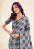 Slate Grey Woven Linen Silk Saree