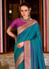 Peacock Blue Banarasi Soft Silk Saree
