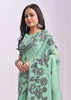 Sea Green Woven Cotton Linen Silk Saree