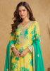 Yellow And Green Embroidered Plazzo Set