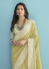Muted Green Woven Linen Silk Saree