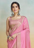 Prism Pink Woven Banarasi Linen Silk Saree